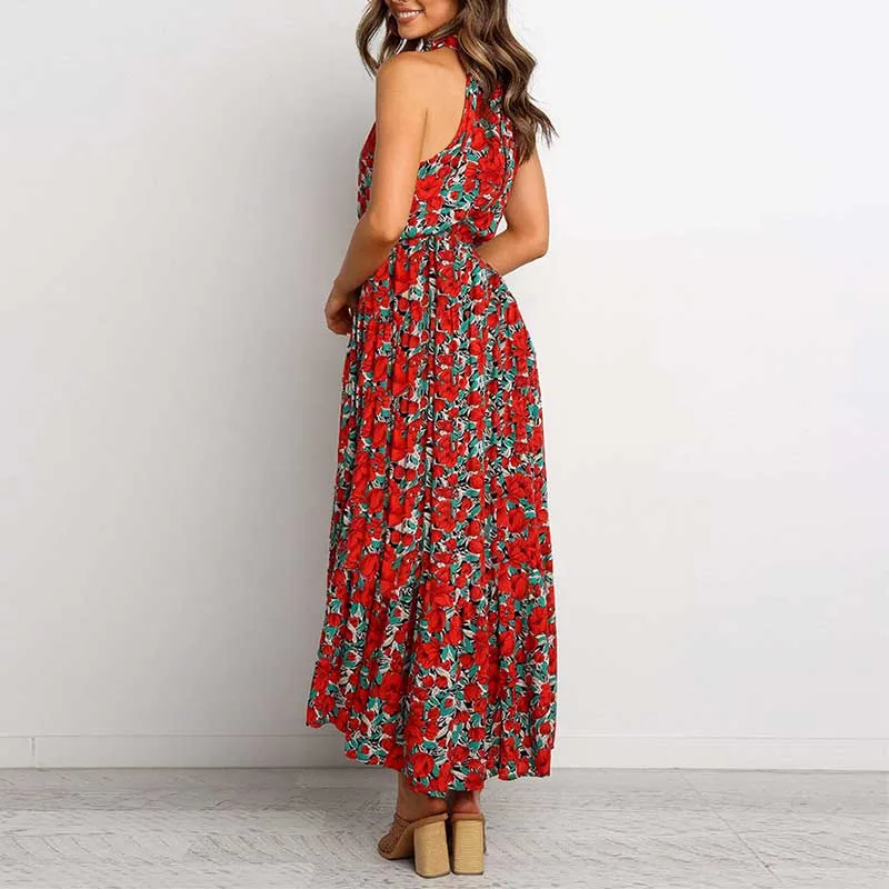 Vintag Floral Sleeveless Long Dress