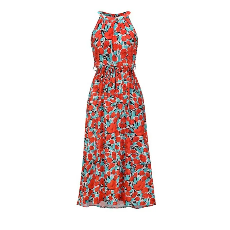 Vintag Floral Sleeveless Long Dress