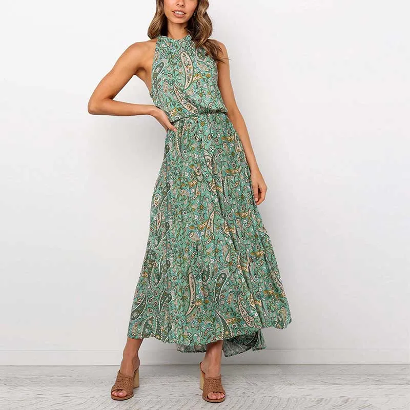 Vintag Floral Sleeveless Long Dress