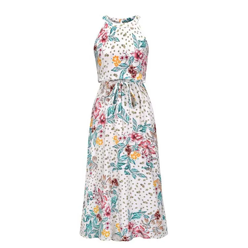 Vintag Floral Sleeveless Long Dress