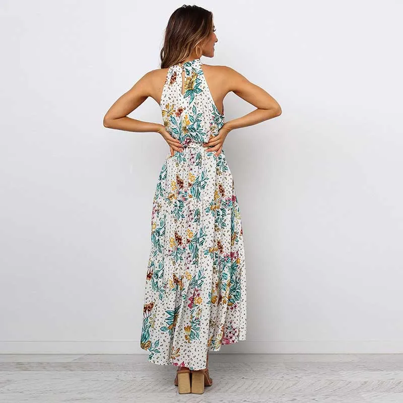 Vintag Floral Sleeveless Long Dress