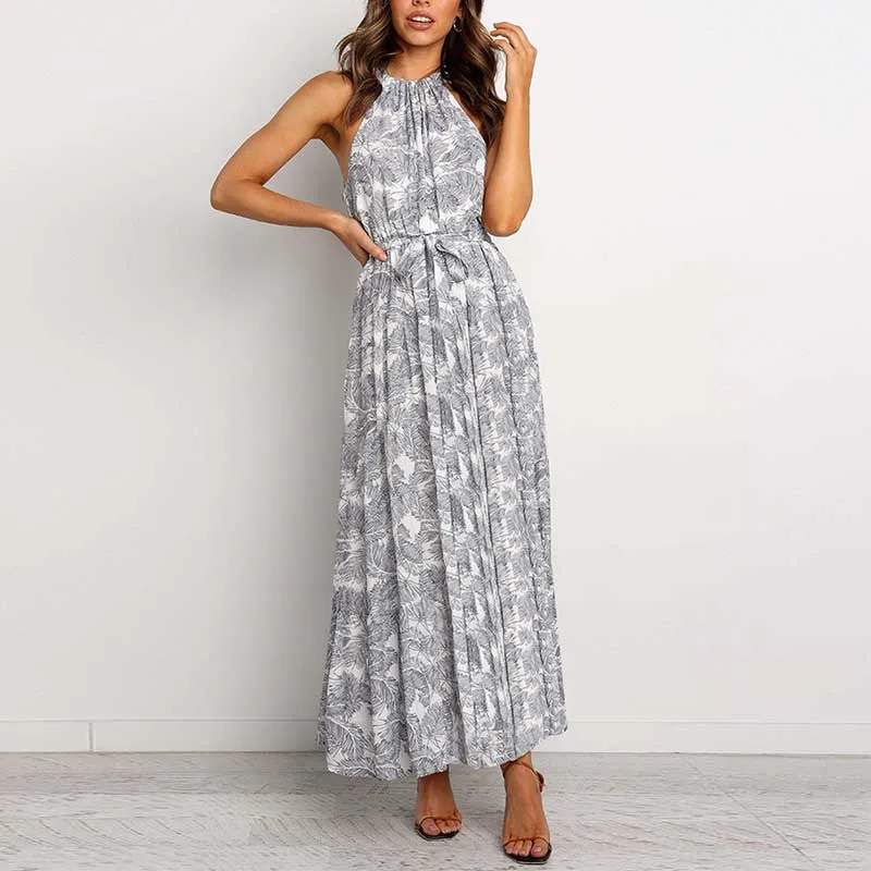 Vintag Floral Sleeveless Long Dress