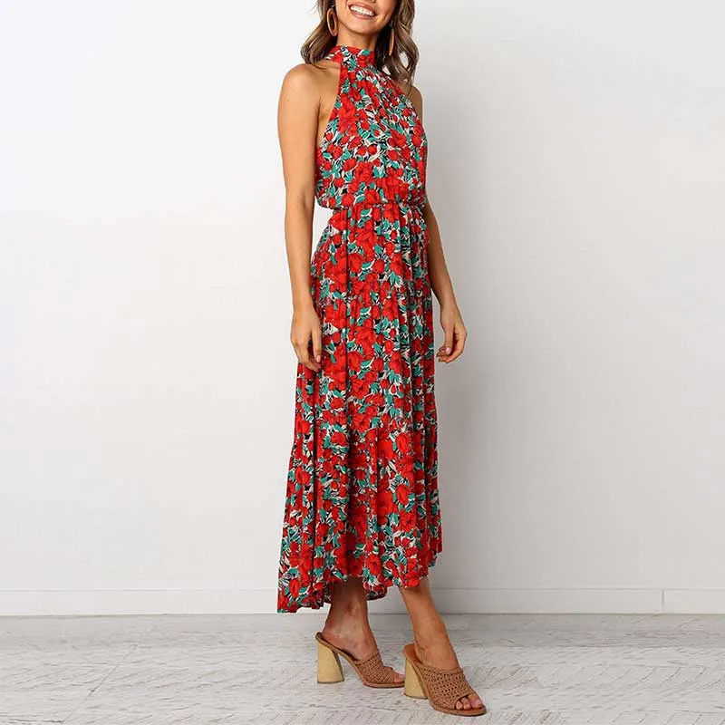 Vintag Floral Sleeveless Long Dress