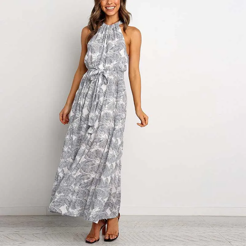 Vintag Floral Sleeveless Long Dress
