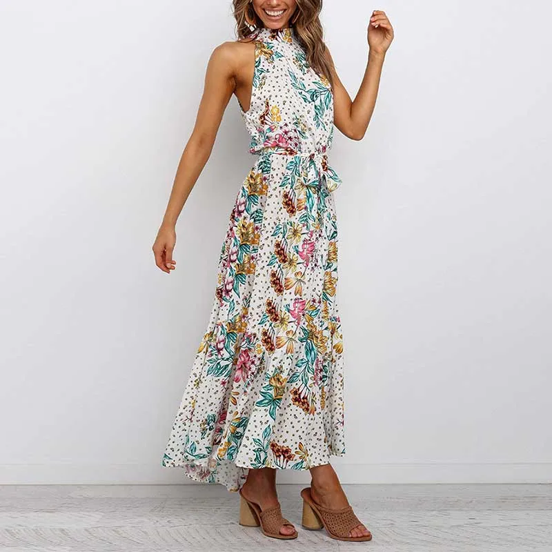 Vintag Floral Sleeveless Long Dress
