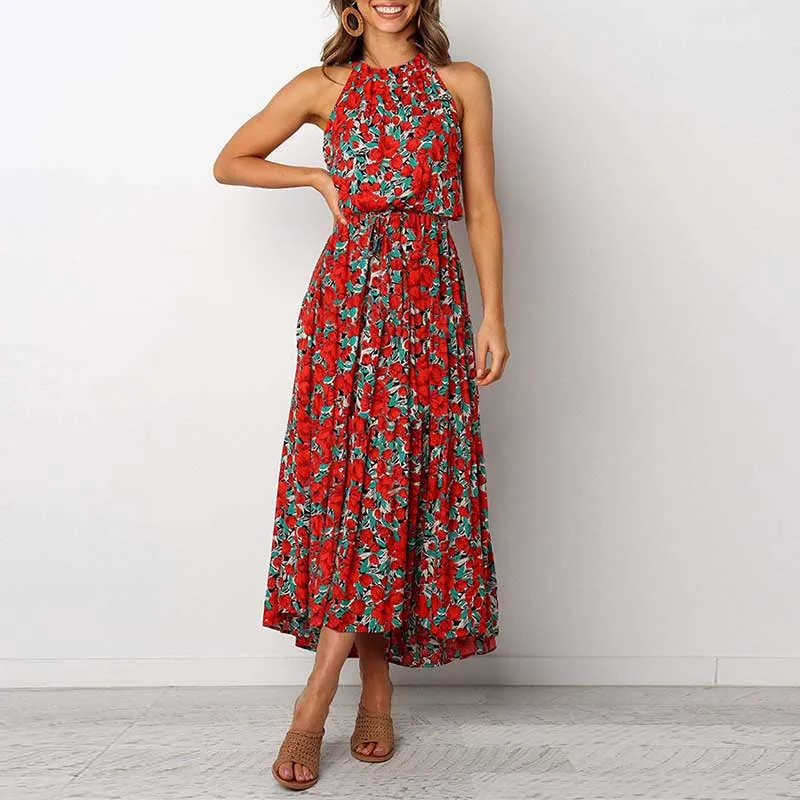 Vintag Floral Sleeveless Long Dress