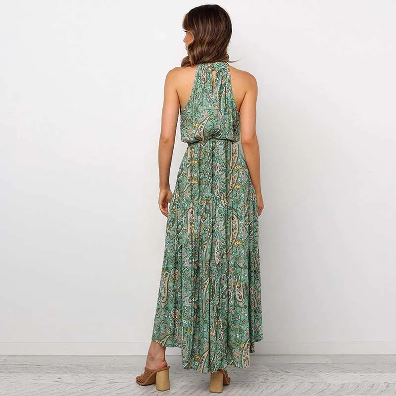 Vintag Floral Sleeveless Long Dress