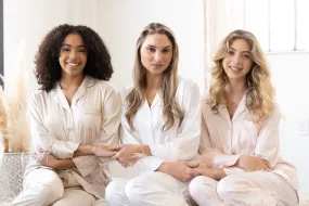 Wedding Satin Feather PJs, Feather Long Sleeve Long Pants PJs, Bridesmaid Pajamas, Bridal Party Pajamas, Bridesmaid PJs, Long Pajamas Set