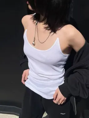 Women's Camisole with Padded Ribbed Knit Top