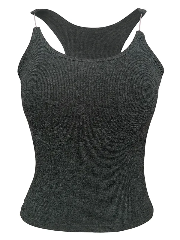 Women's Camisole with Padded Ribbed Knit Top