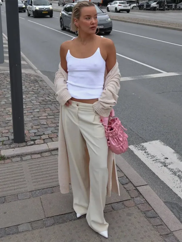 Women's Camisole with Padded Ribbed Knit Top