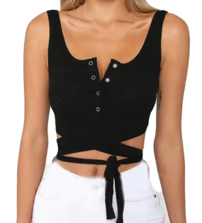 Women's Summer Buttoned Cropped Top