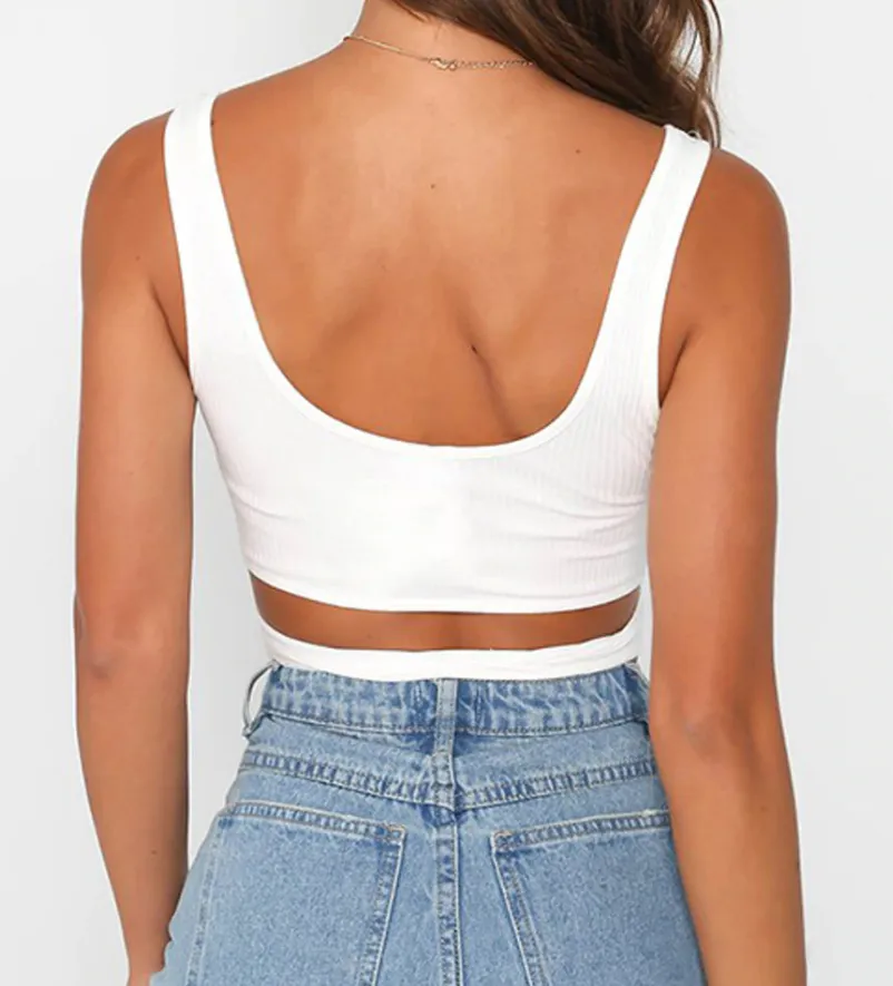 Women's Summer Buttoned Cropped Top