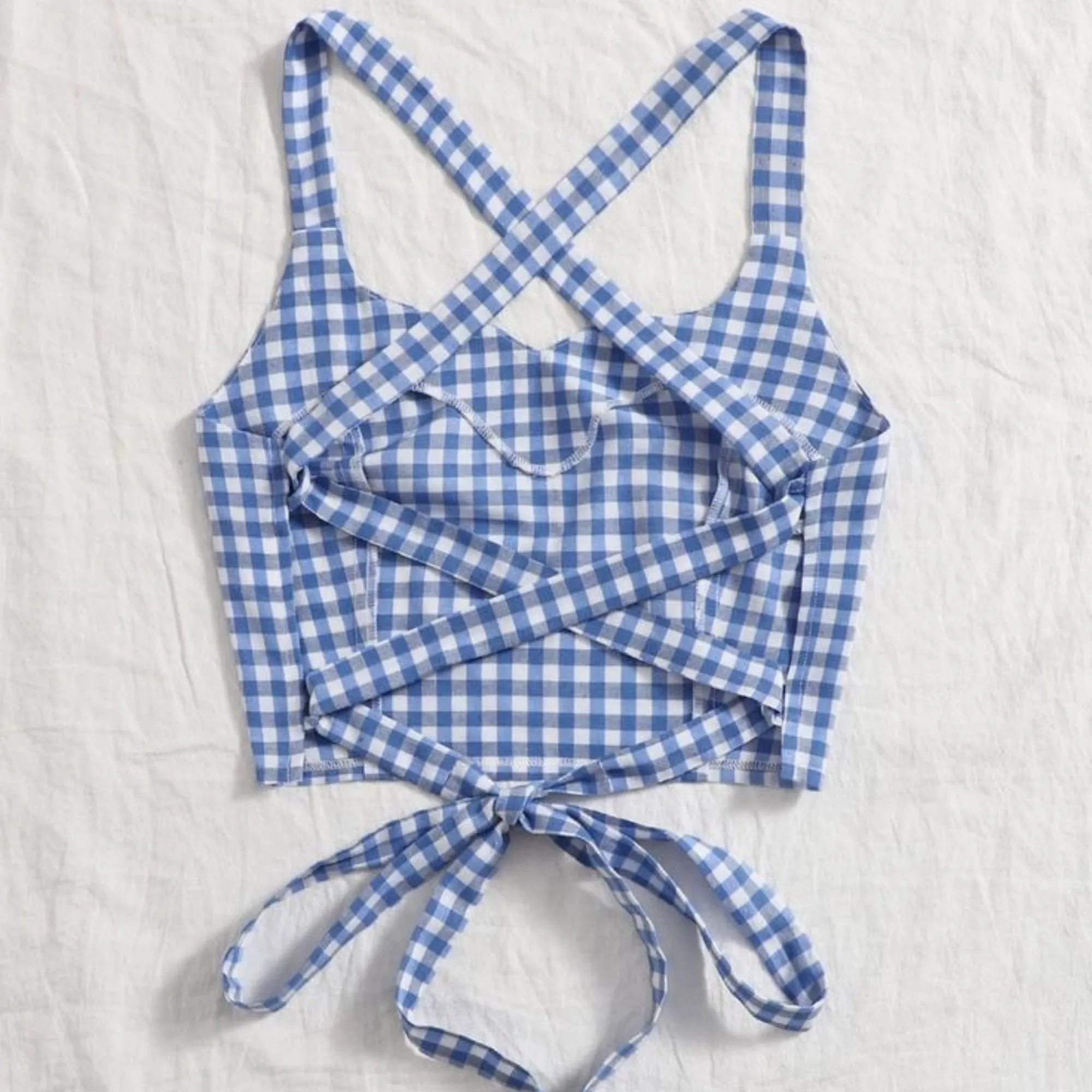 Women's Tank Tops Camis Boho Gingham Straps Cami
