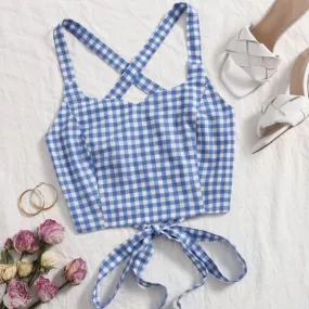 Women's Tank Tops Camis Boho Gingham Straps Cami