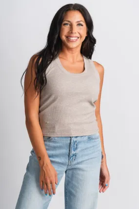 Z Supply Sirena ribbed tank top heather taupe