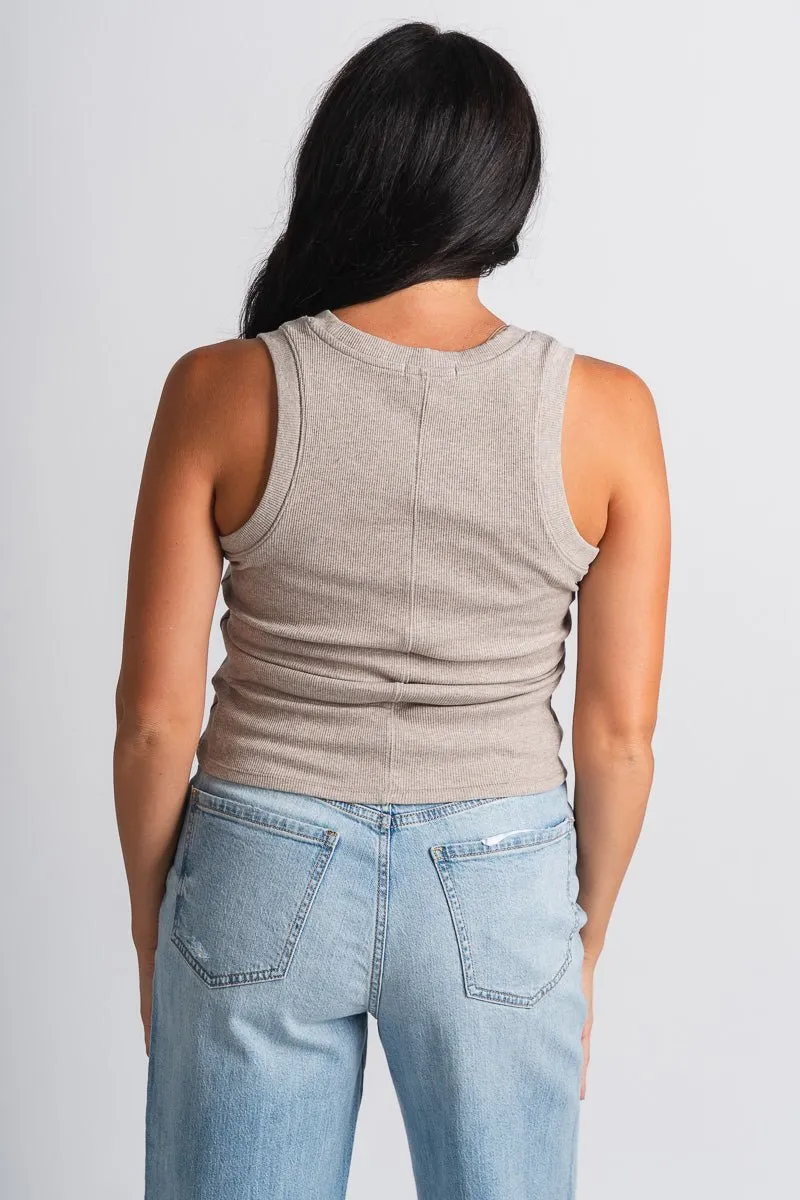 Z Supply Sirena ribbed tank top heather taupe