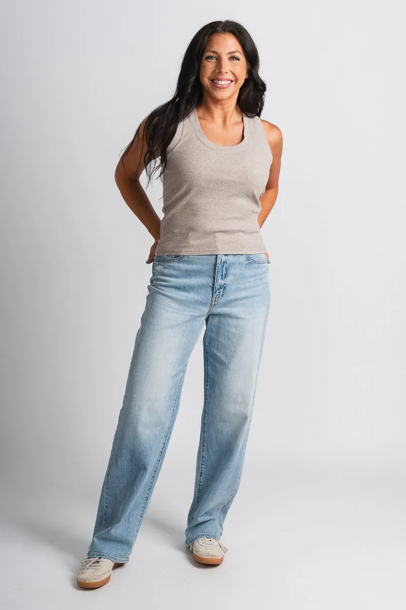 Z Supply Sirena ribbed tank top heather taupe