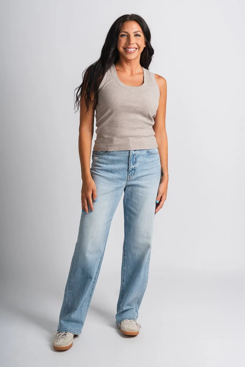 Z Supply Sirena ribbed tank top heather taupe