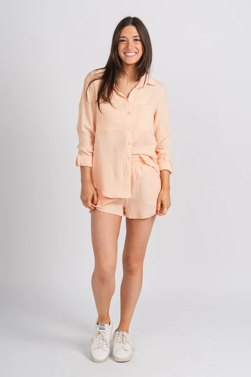 Z Supply sunny gauze shorts grapefruit