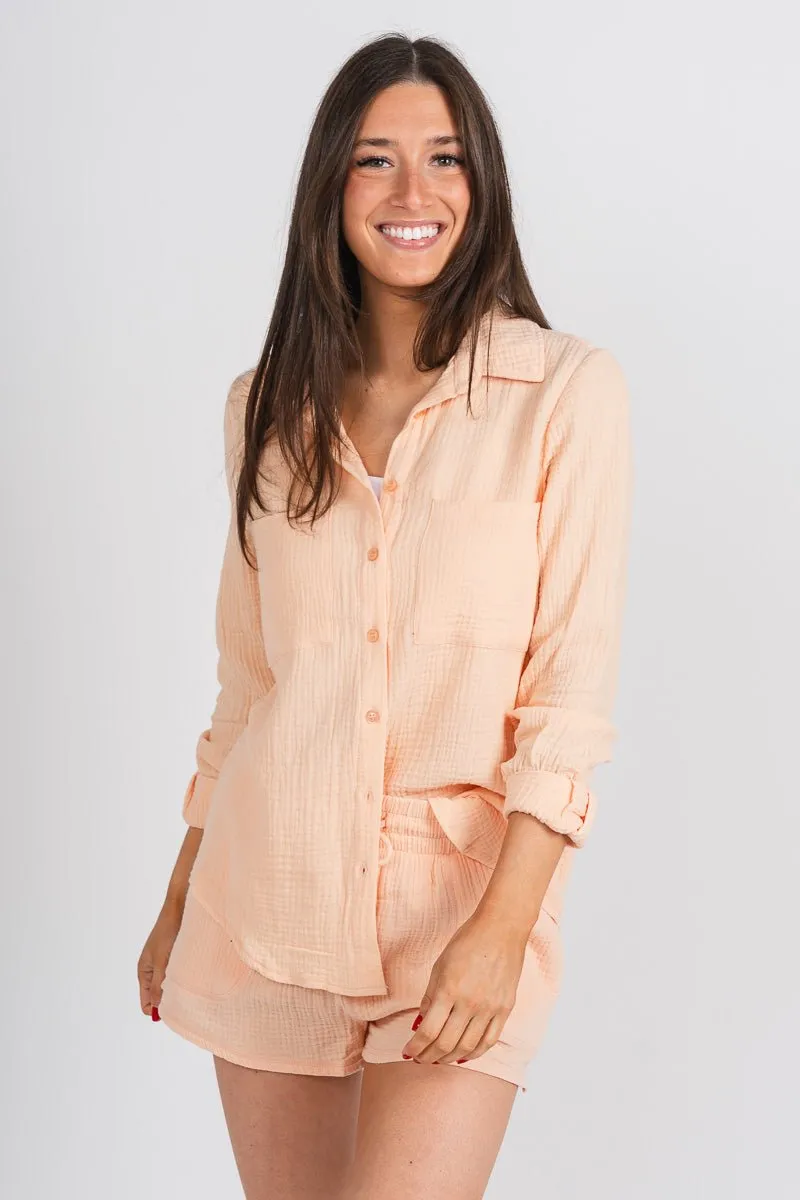 Z Supply sunny gauze shorts grapefruit