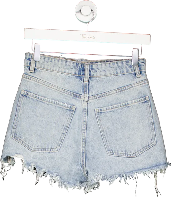 Zara Light Blue High-Waisted Denim Shorts UK 8
