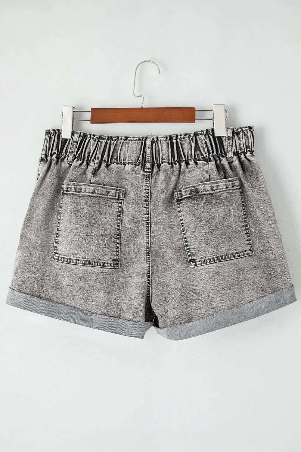 Zipped Cuffed Edge Denim Shorts